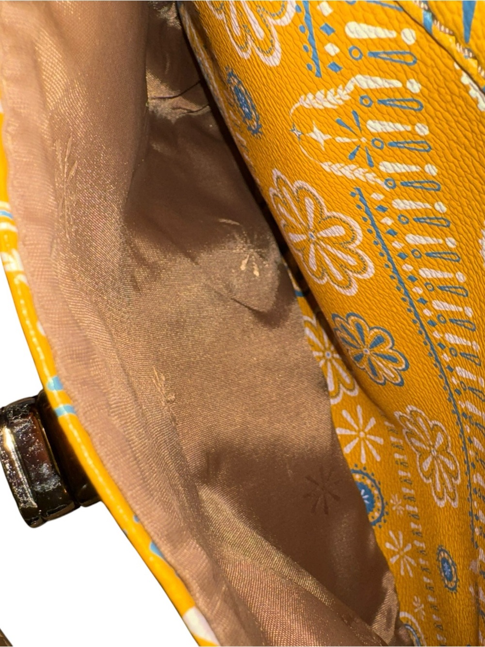 Isaac Mizrahi Yellow Paisley Floral Tote with Tan Handles - Picture 8 of 9